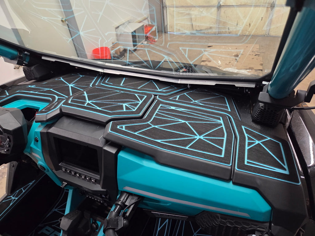 Premium dash kit for the Polaris 2025 Pro R, showcasing innovative custom foam integration for improved protection, stylish design, and lasting performance.